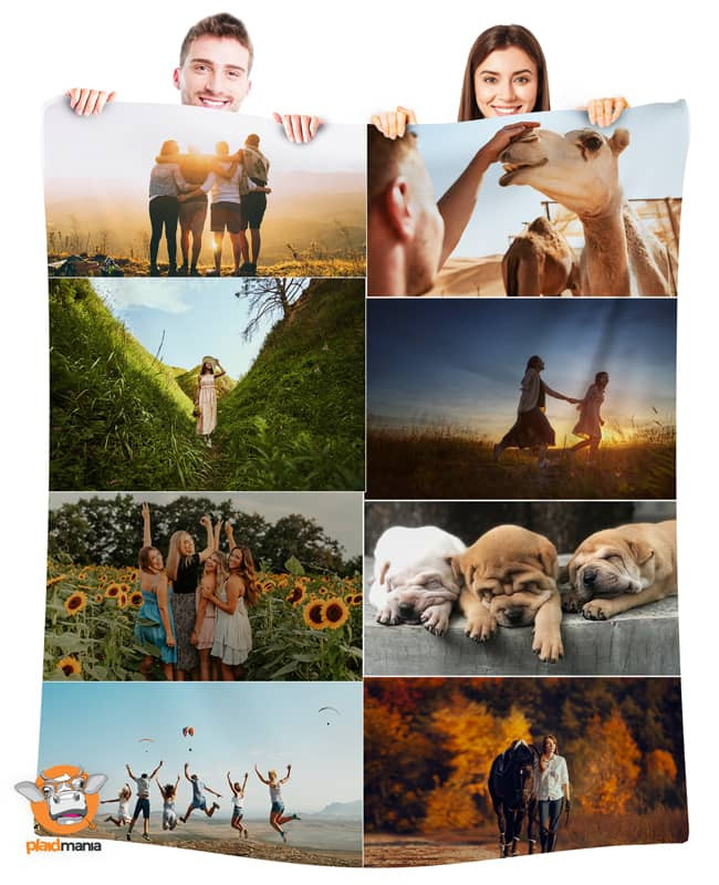 Plaid - Coperta in pile matrimoniale 200X180 personalizzata con foto collage