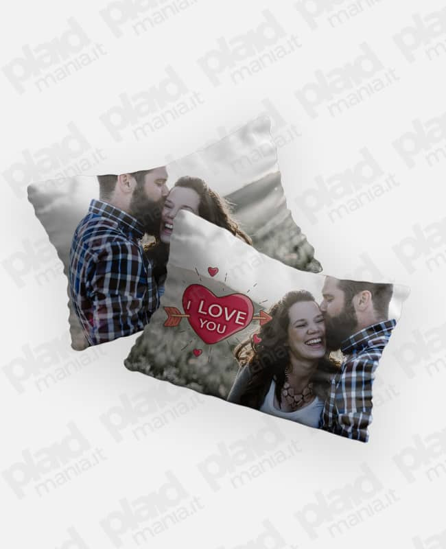 Federe cuscino coppia 80x50 personalizzate con foto - I Love You