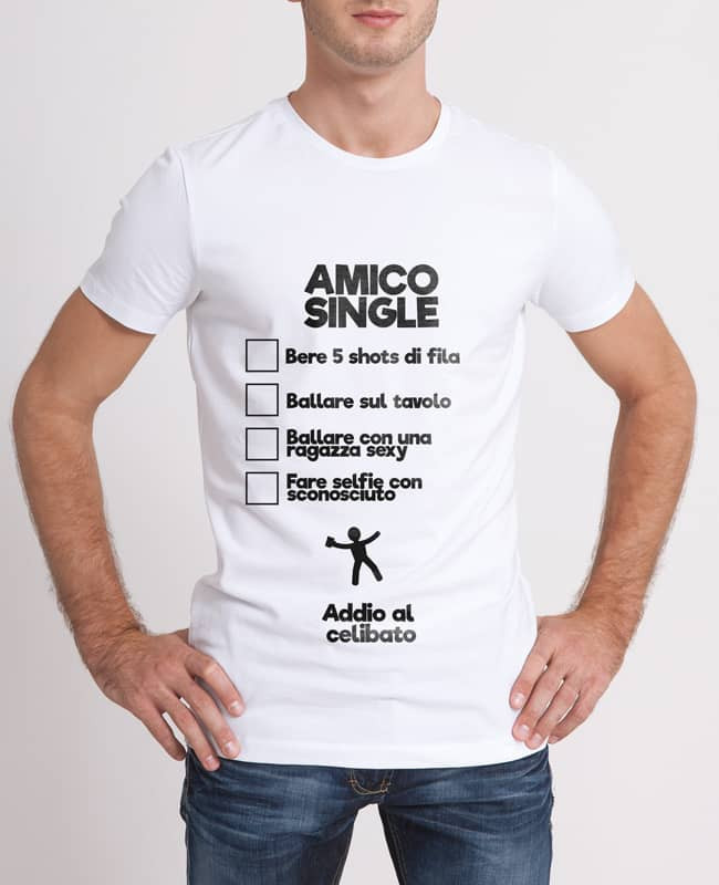 T-Shirt Uomo Addio al Celibato – Amico Single Dello Sposo - “Checklist”