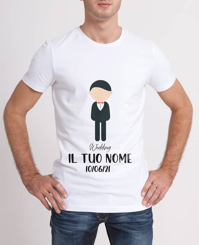 T-Shirt Uomo Personalizzata con Nome e Data – Sposo - “Wedding”