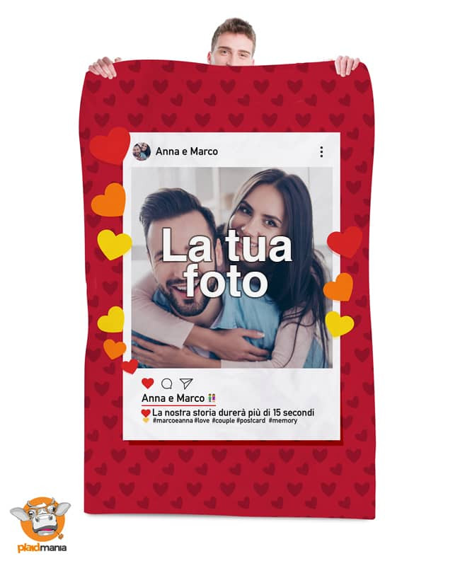 Plaid - Coperta in pile Love personalizzata con una foto - Insta Love