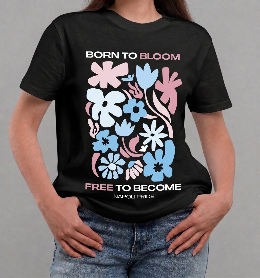 T-shirt Napoli Pride - Born to Bloom, Free to Become - immagine 2